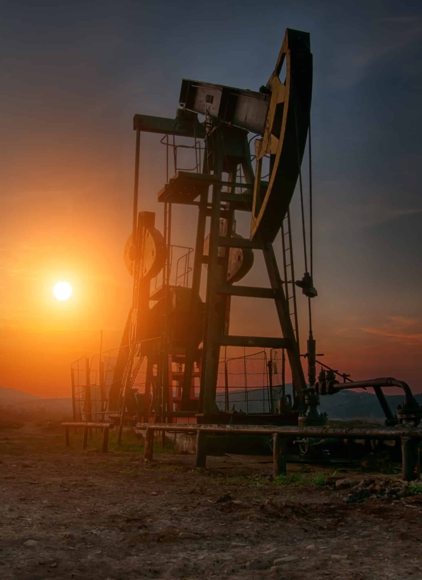 oil pump on sunset